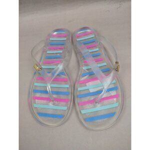 Vineyard Vines Jelly Flip Flops Women’s Size 9 Pastel Striped Pink Blue